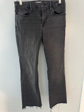 Frame Denim Black Cropped Straight-Leg Jeans